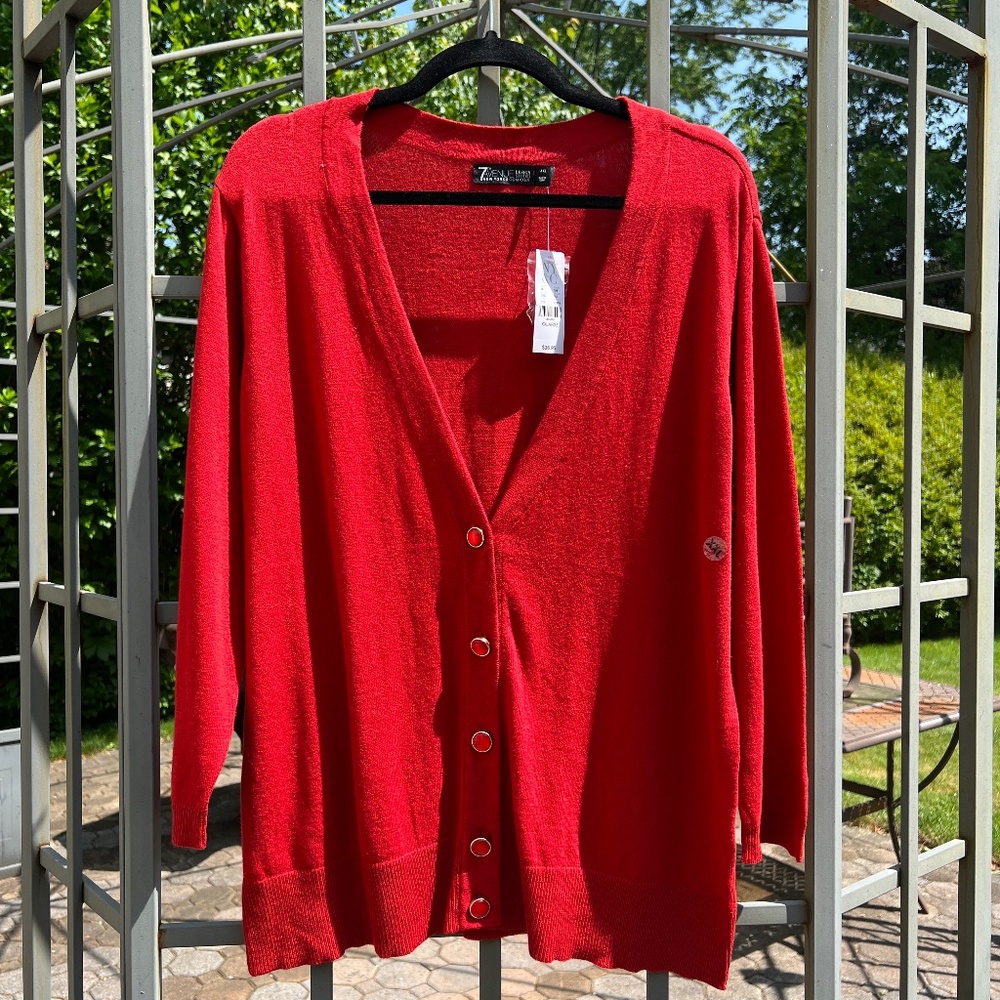 NWT NY&Co 7th Ave V-Neck Jeweled Button Chelsea Cardigan - Size XXL